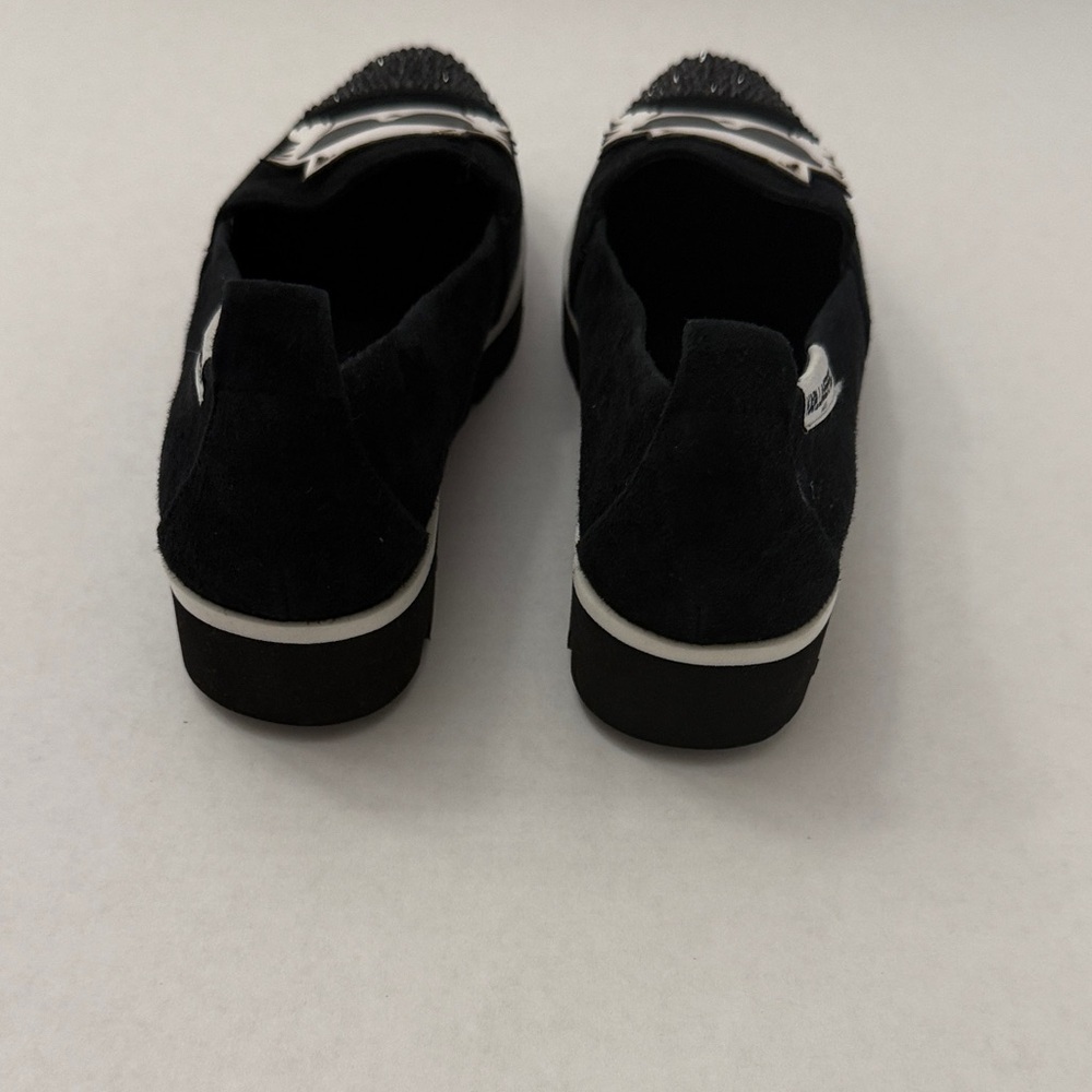 Karl Lagerfeld Black Cat Graphic Crystal-Toe Slip-On Flats - Picture 3 of 7